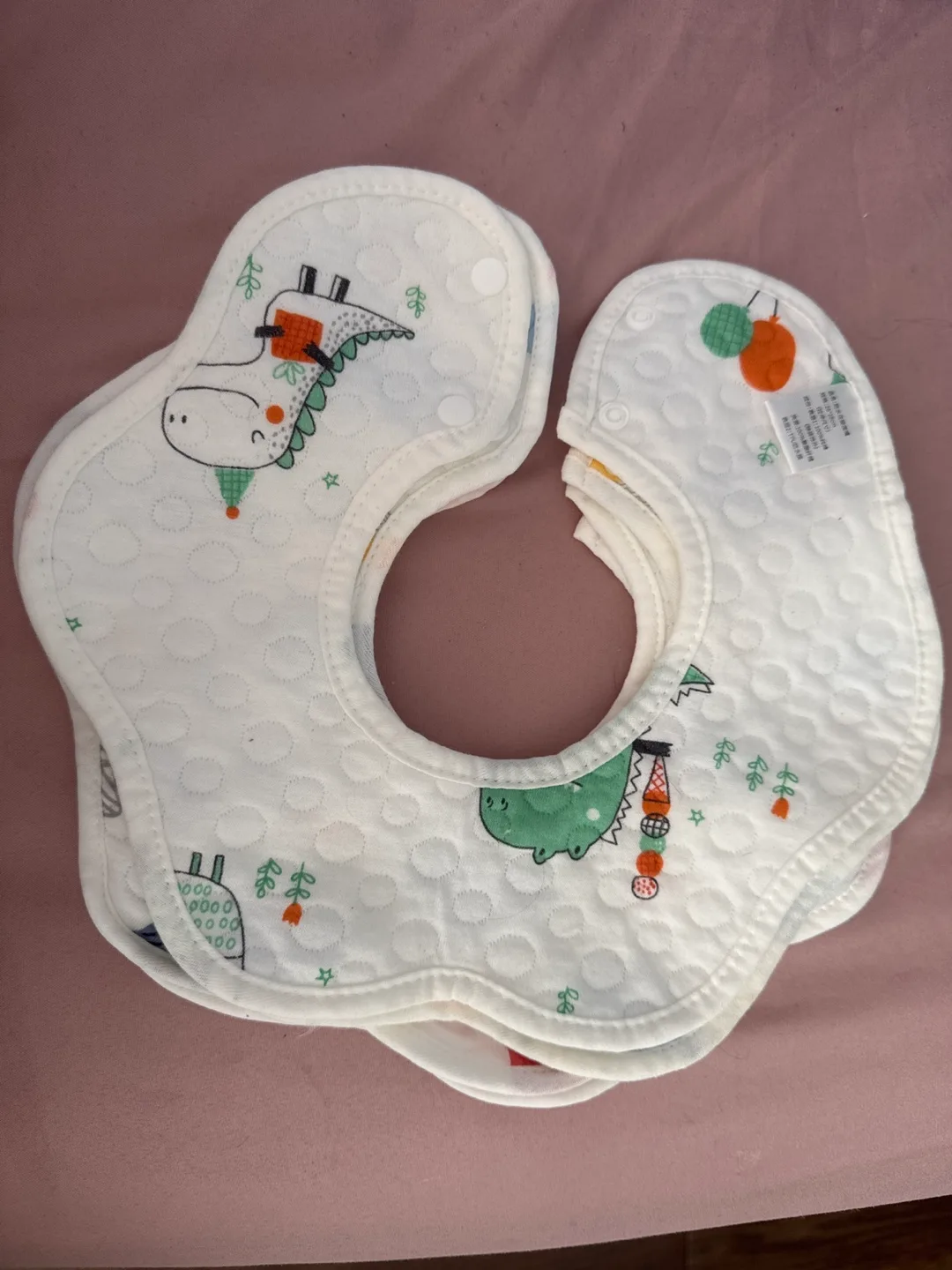 4 Baby Bibs - Cloud and Dino Pattern thumbnail