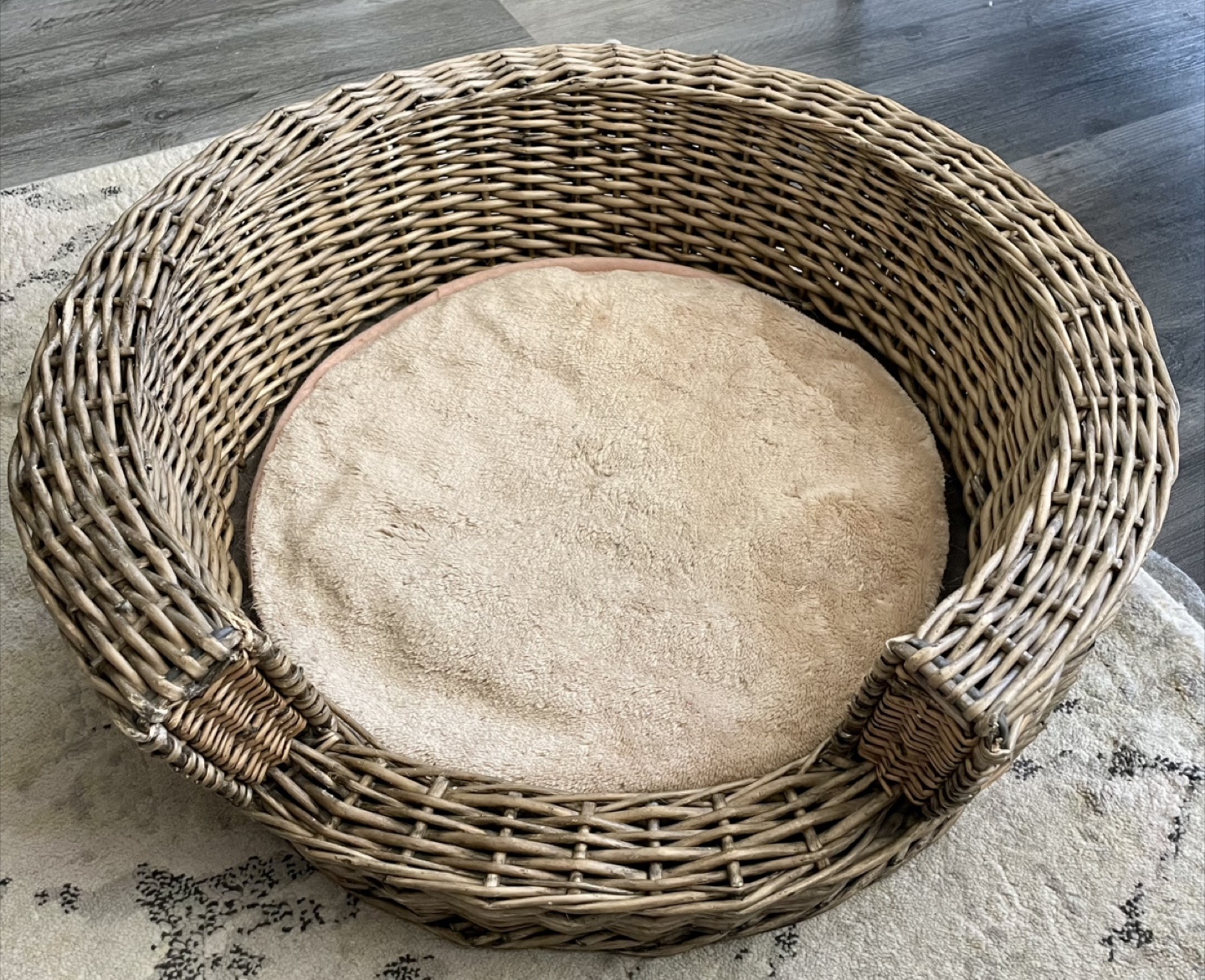 24” Wicker Pet Bed with Cushion