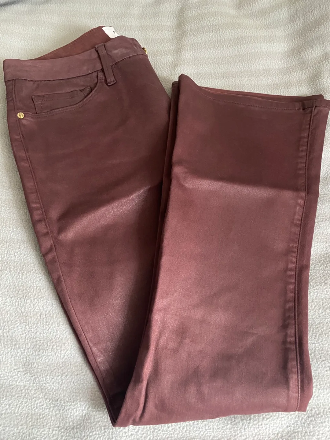 FRAME Bordeaux Coated Jeans, Size 27 thumbnail