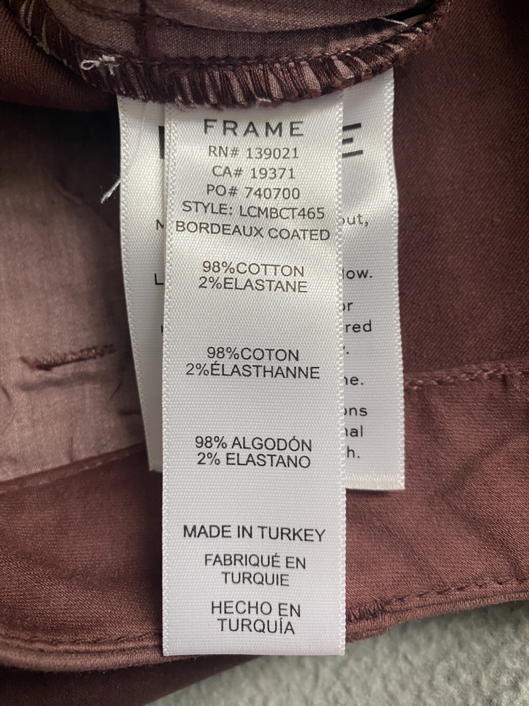 FRAME Bordeaux Coated Jeans, Size 27 - photo 3