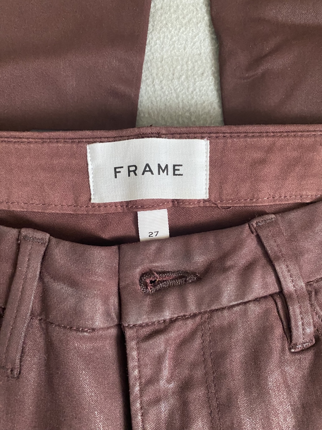 FRAME Bordeaux Coated Jeans, Size 27 - photo 2