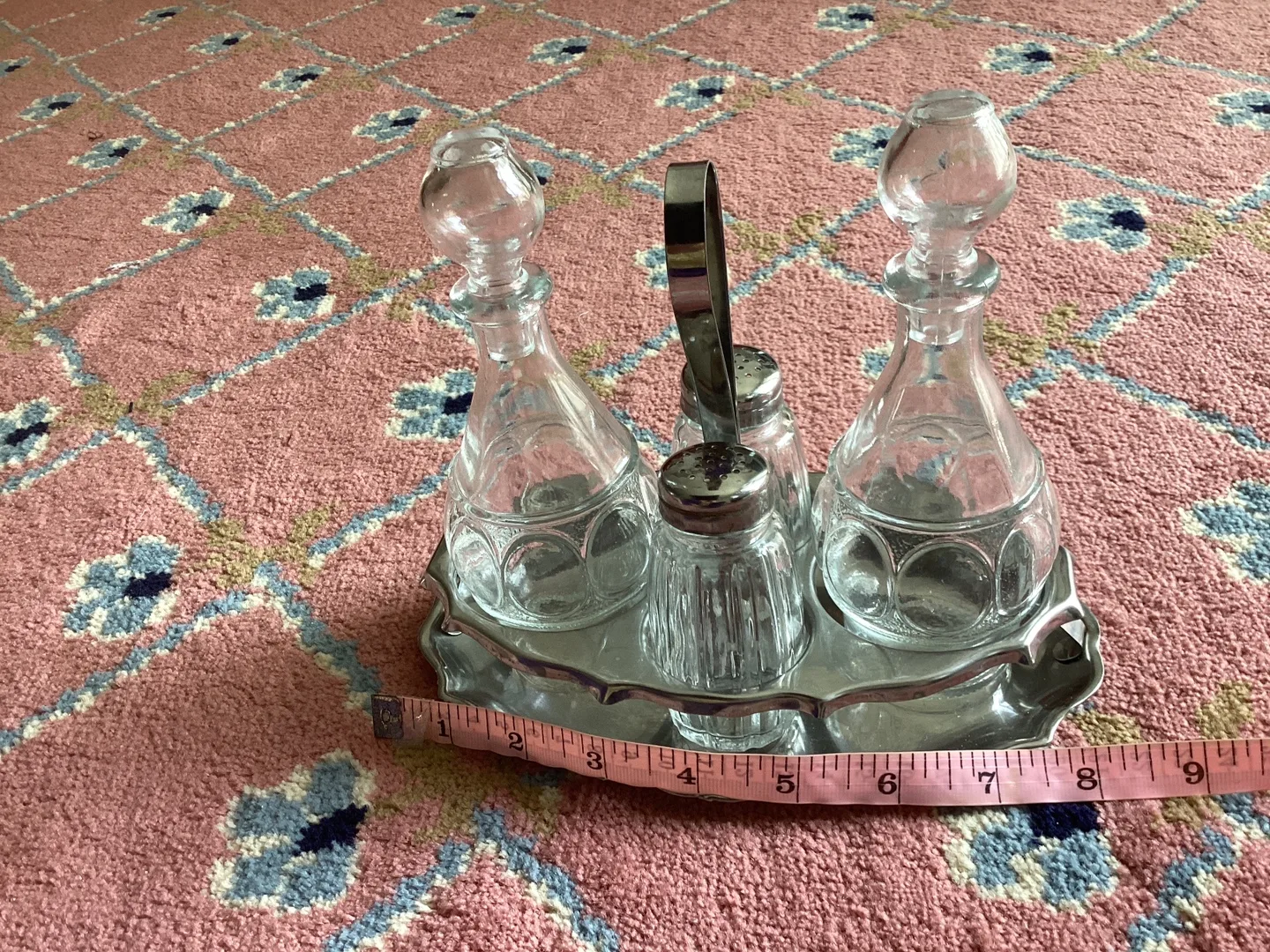 Vintage dispenser salt pepper oil and vinegar set image indicator(3)