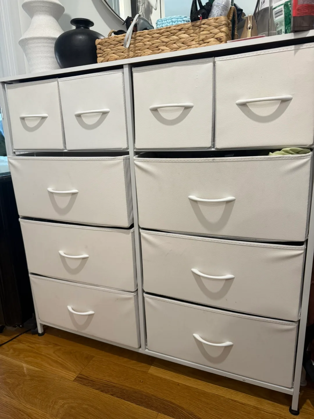 White Fabric 10 Drawer Dresser thumbnail