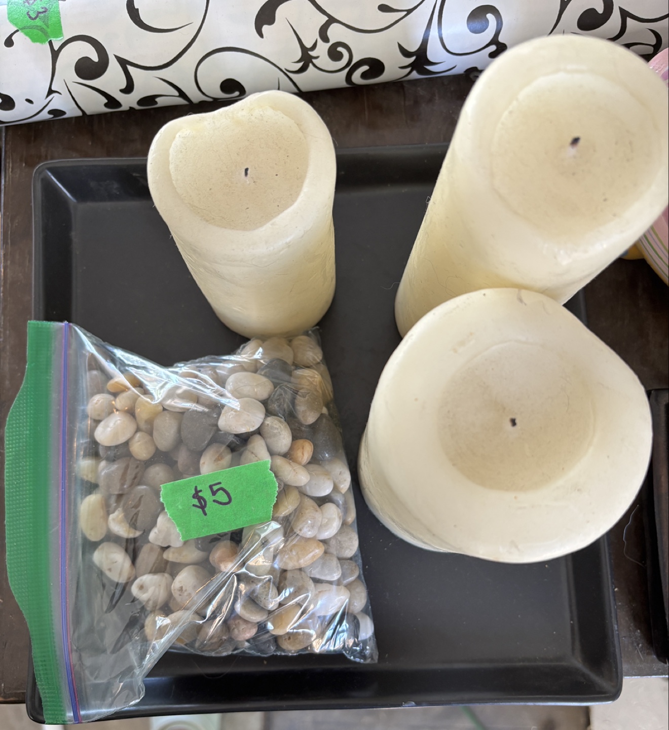 Candles and Decorative River Rocks