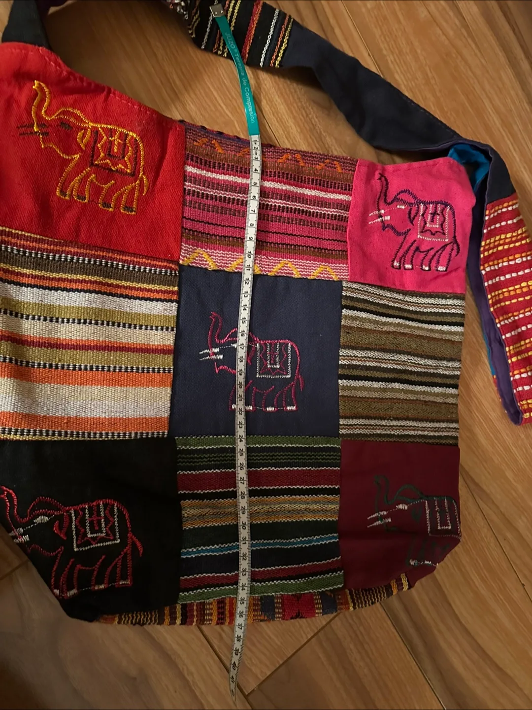 Boho Style Elephant Patchwork Hobo Bag image indicator(3)