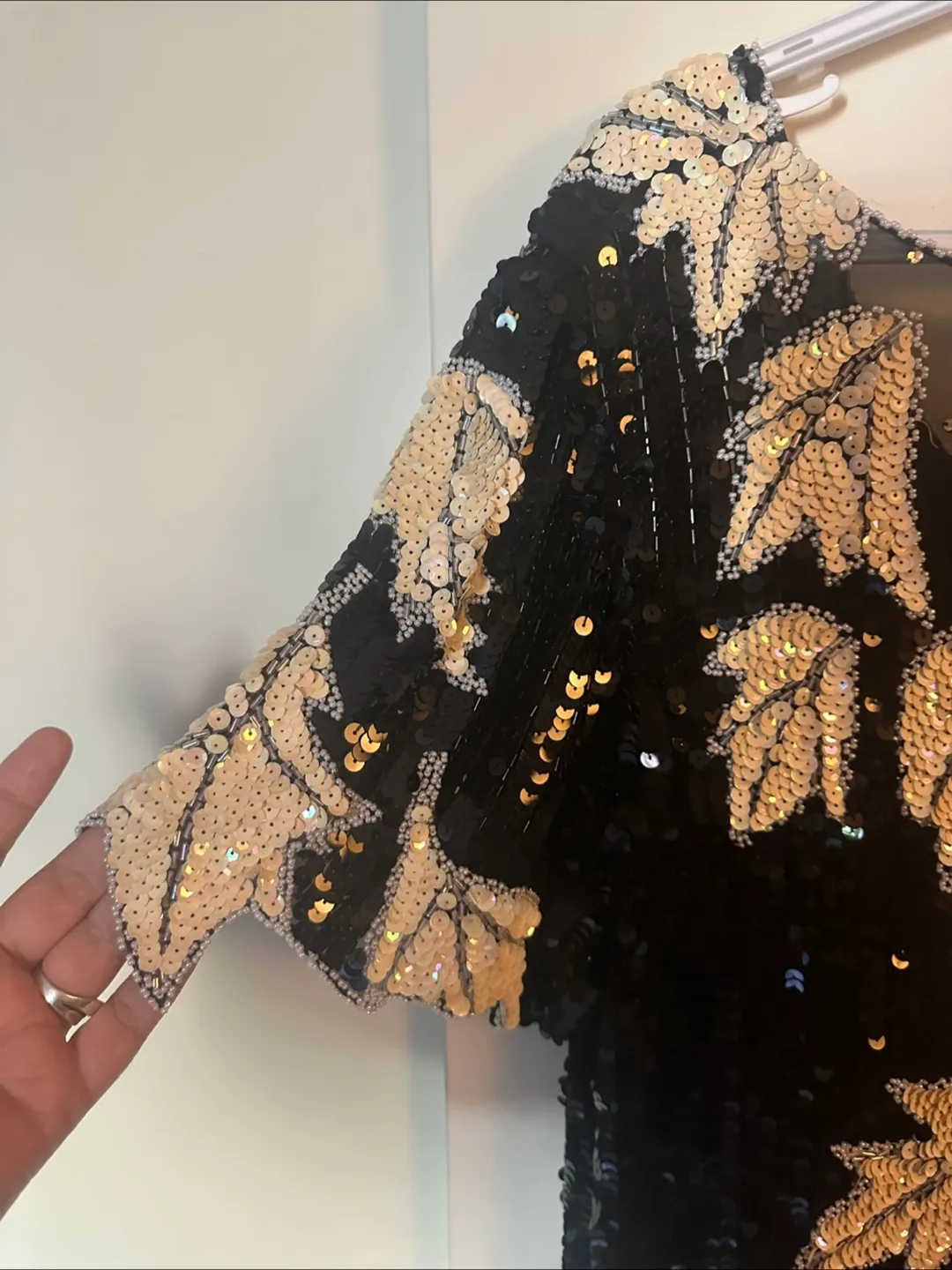 1980s Vintage Sequin & Beaded Silk Dress image indicator(3)