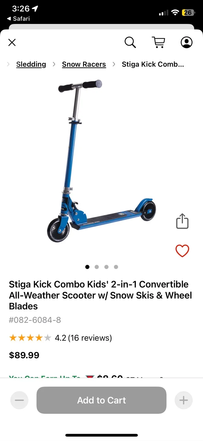Kids Scooter with wheels and skis ❤️ image indicator(4)