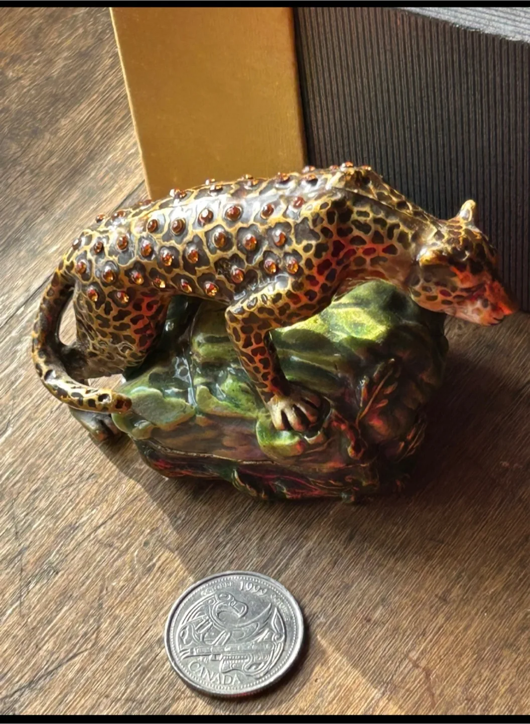 $33 Rucinni jeweled trinket pill box leopard Swarovski jewelry image indicator(7)