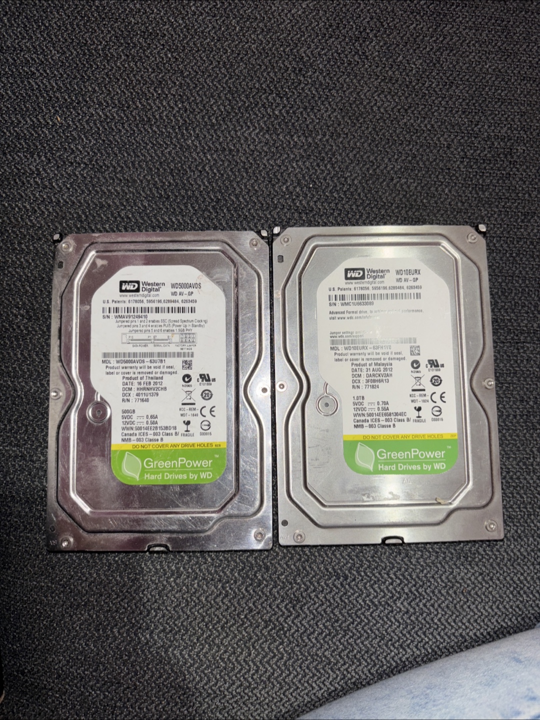 WD 500GB & 1TB Hard Drives