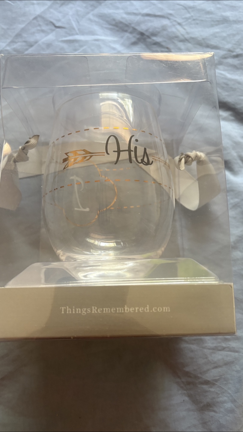 Things Remembered 'His' Wine Glass - New in Box! - photo 4