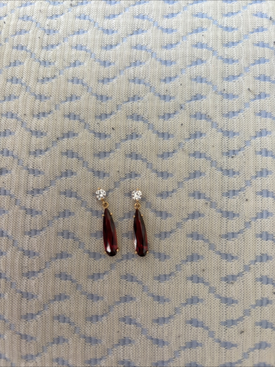Drop Earrings - Red Stone