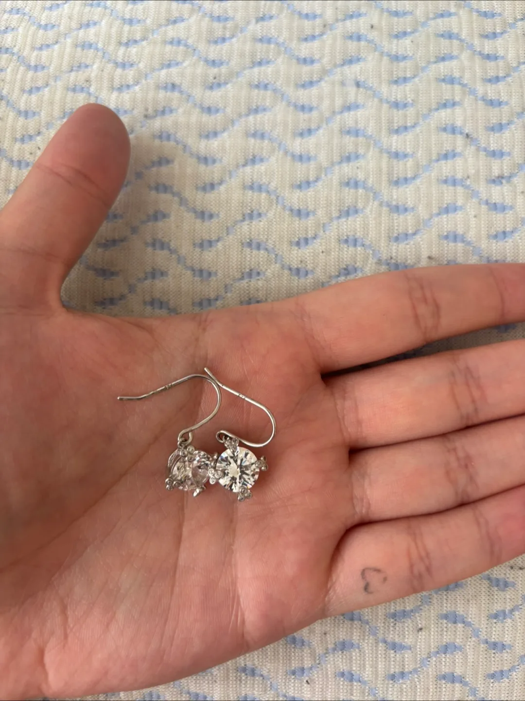 Silver Dangle Earrings with Cubic Zirconia thumbnail