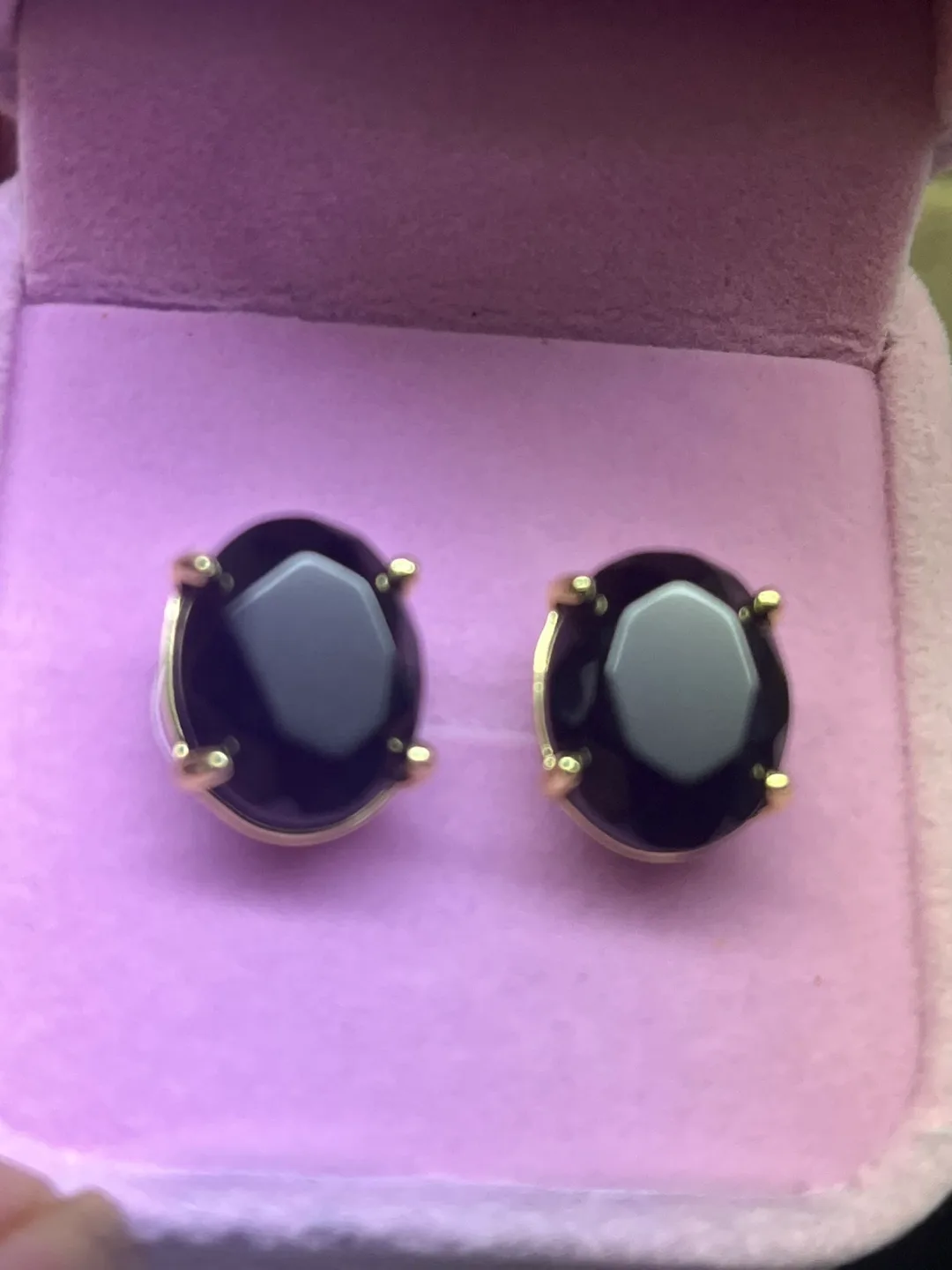 Fabulous oval shaped onyx studs earrings, thumbnail