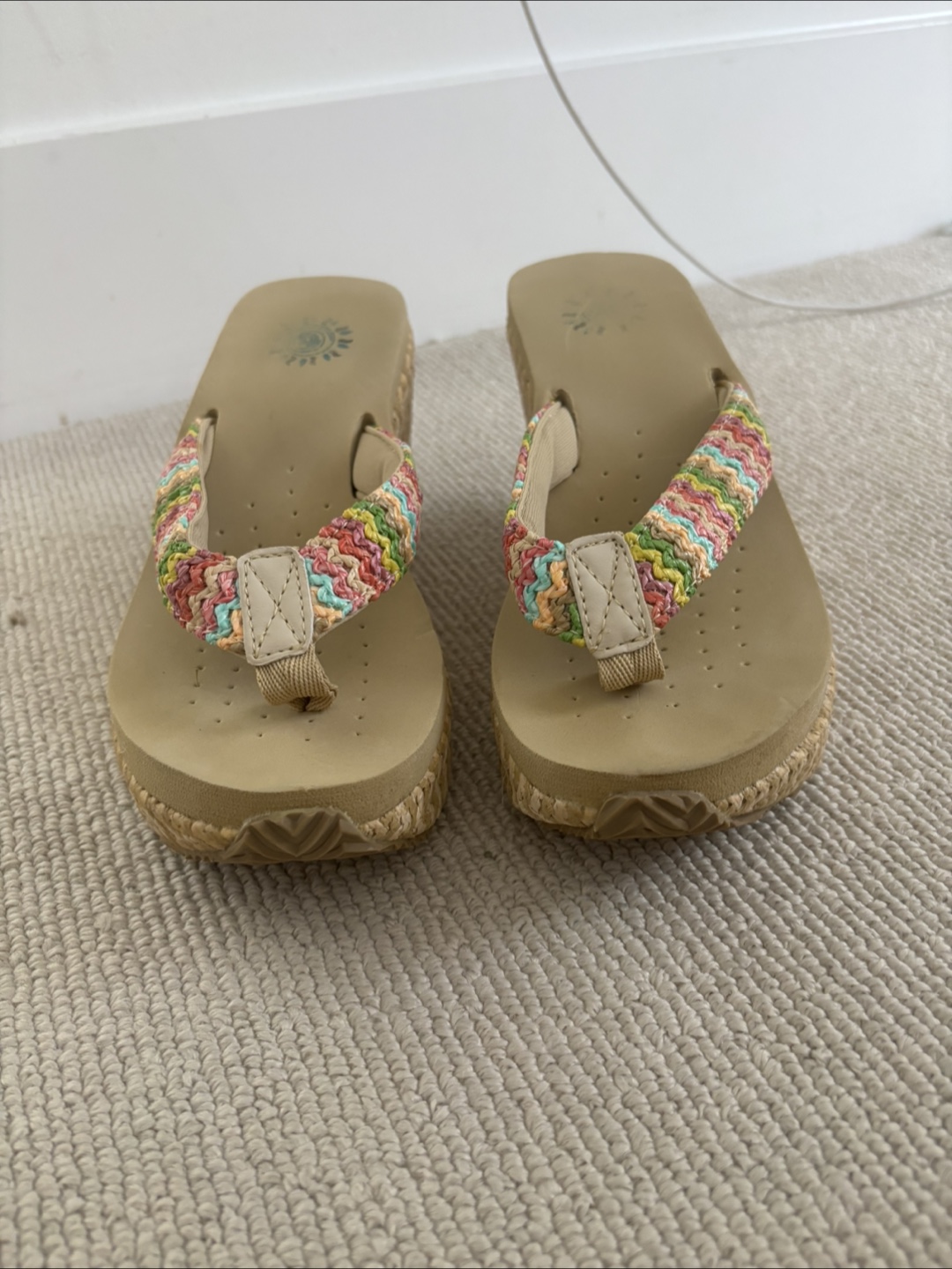 Yellow Box Wedge Sandals, Size 6 - photo 2