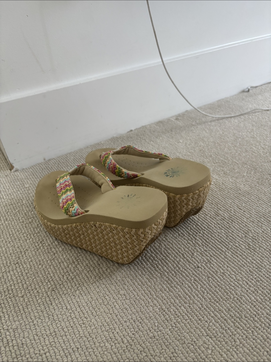 Yellow Box Wedge Sandals, Size 6 - photo 3