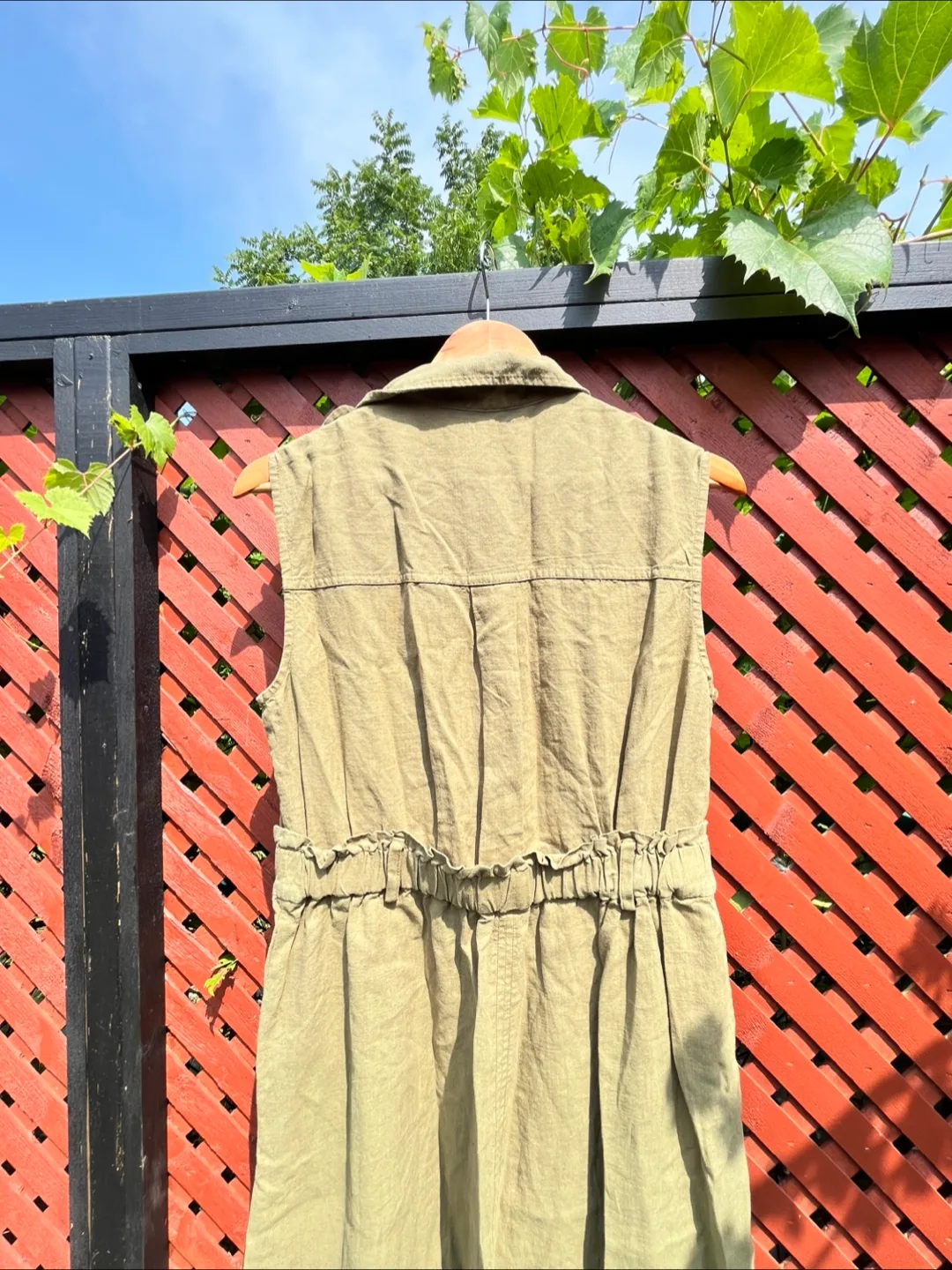 Zara Olive Green Sleeveless Jumpsuit - Size M image indicator(7)
