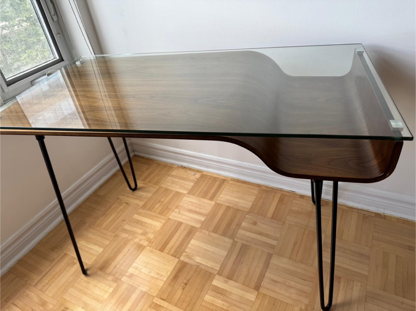 Glass Top Desk with Hairpin Legs - photo 2