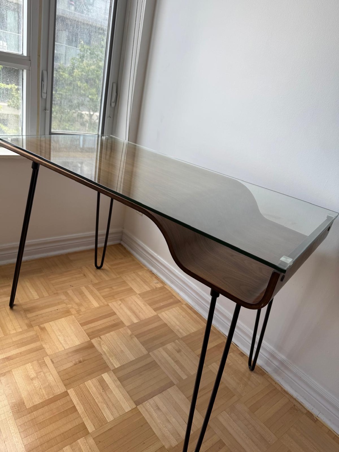 Glass Top Desk with Hairpin Legs - photo 3
