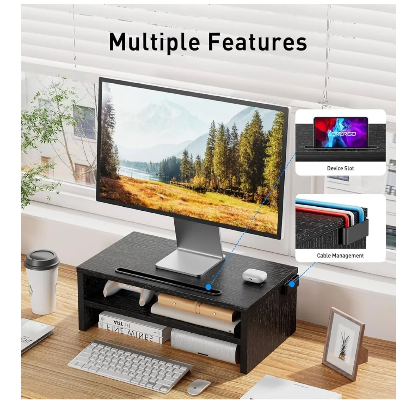 🧡 Beautiful Black Wooden Monitor Stand thumbnail