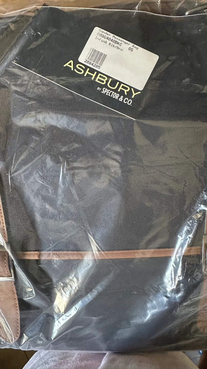 BNWT Ashbury Spector & Co. Messenger Bag - Black/Cognac image indicator(4)