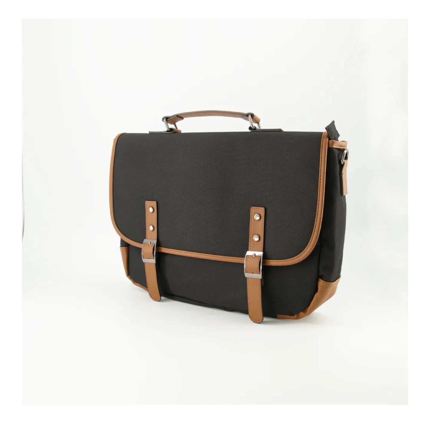 BNWT Ashbury Spector & Co. Messenger Bag - Black/Cognac image indicator(2)