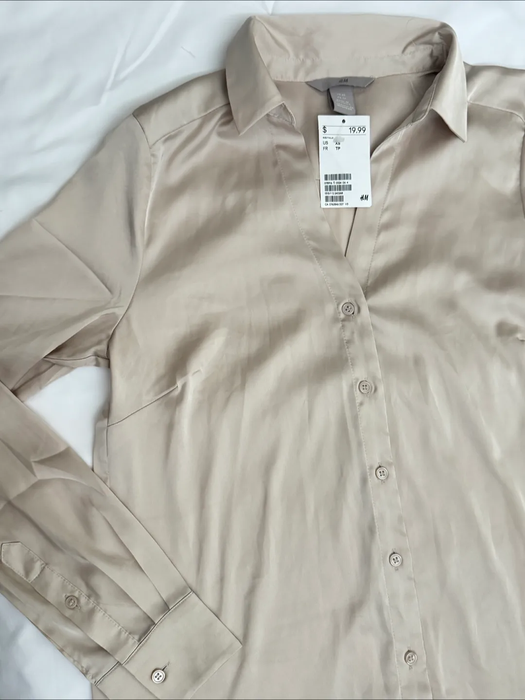 H&M XS Champagne Button-Up Shirt image indicator(6)