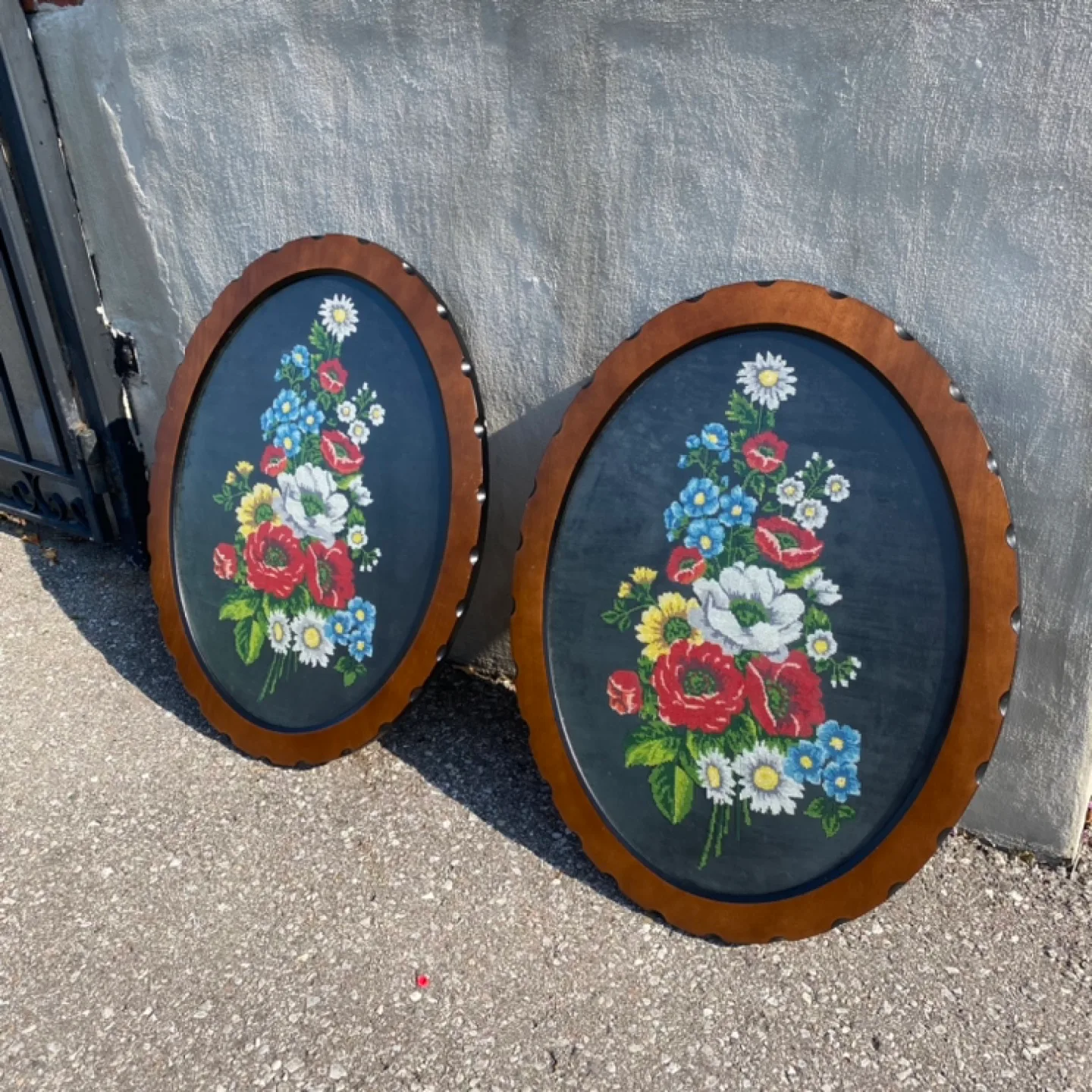 Vintage Floral Needlepoint Framed Art (Set of 2) thumbnail