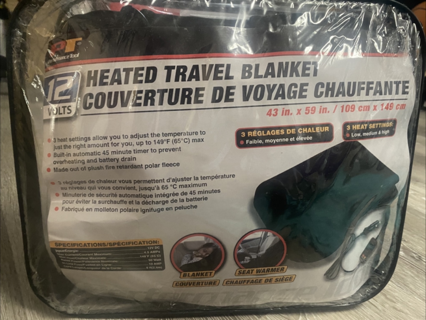 Performance Tool Heated Travel Blanket - 43 x 59 in