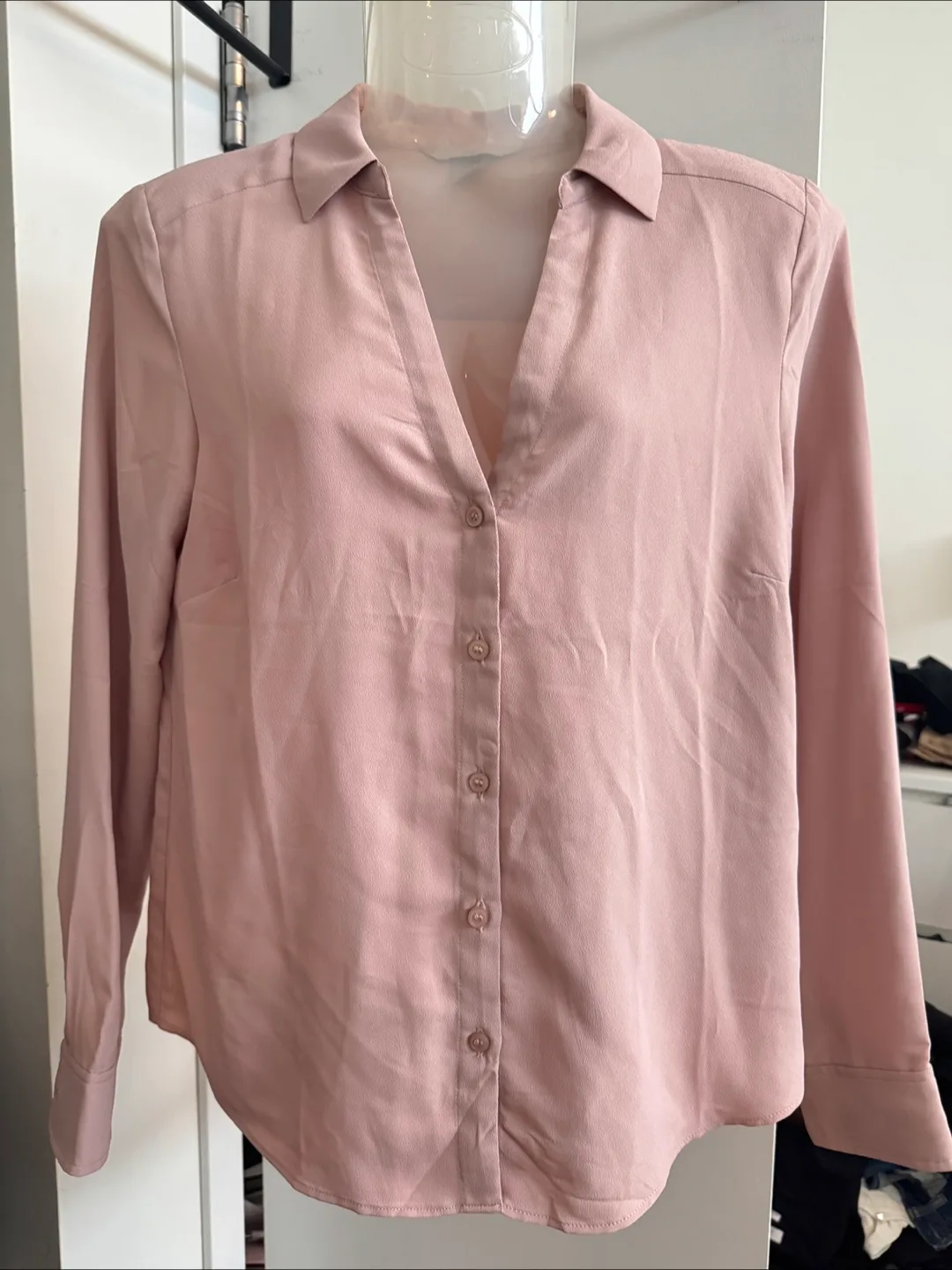 H&M Pink Button-Up Blouse - Size S thumbnail