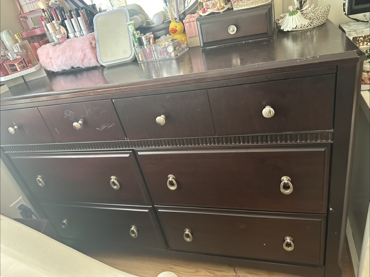 Dark Wood Dresser with Mirror