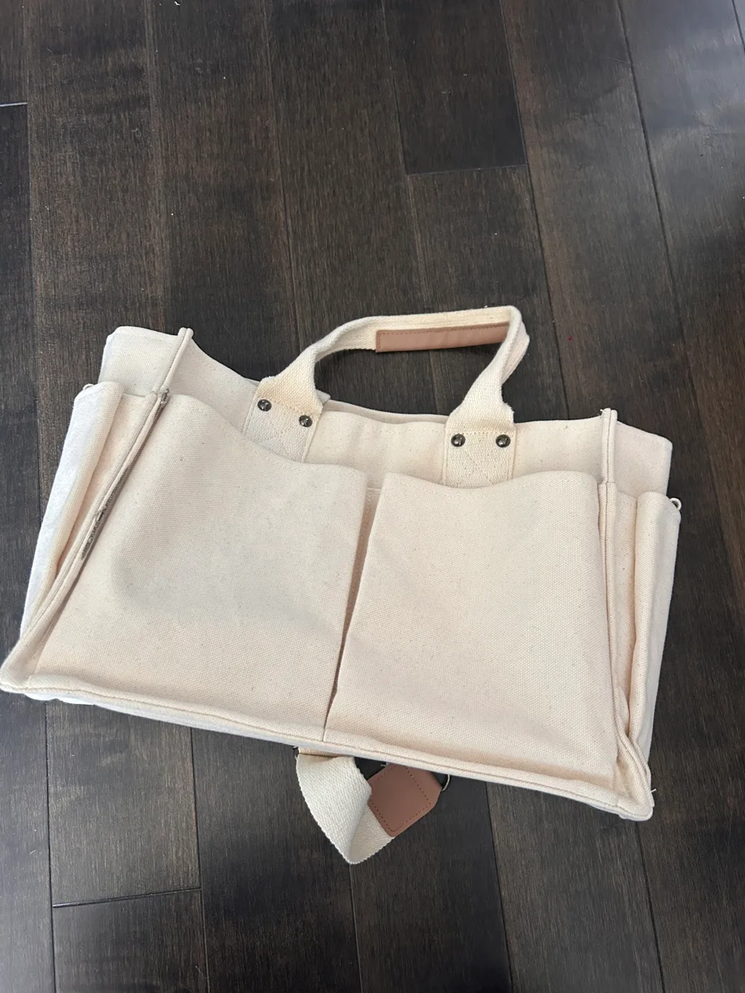 Beige Canvas Tote Bag image indicator(2)