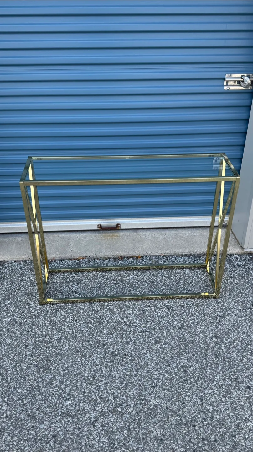 Gold Metal & Glass Console Table - 32" Height thumbnail