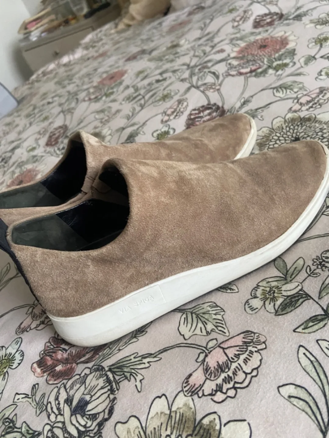 Via Spiga Beige Suede Slip-On Sneakers thumbnail