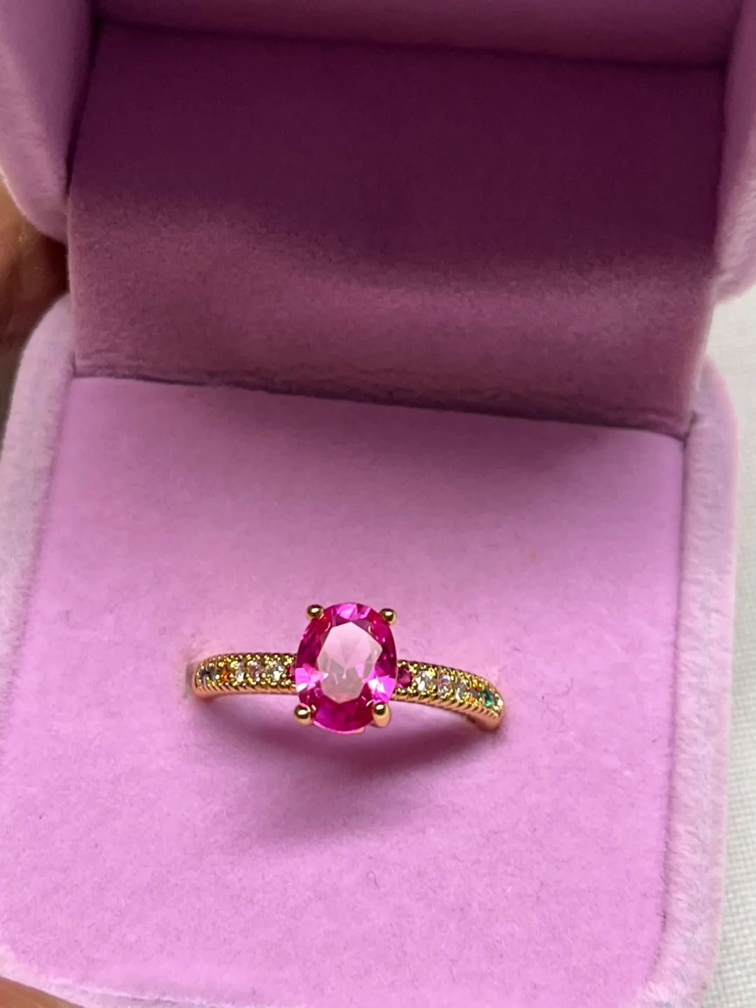 Stunning minimalist ruby with gemstones beautiful ring thumbnail