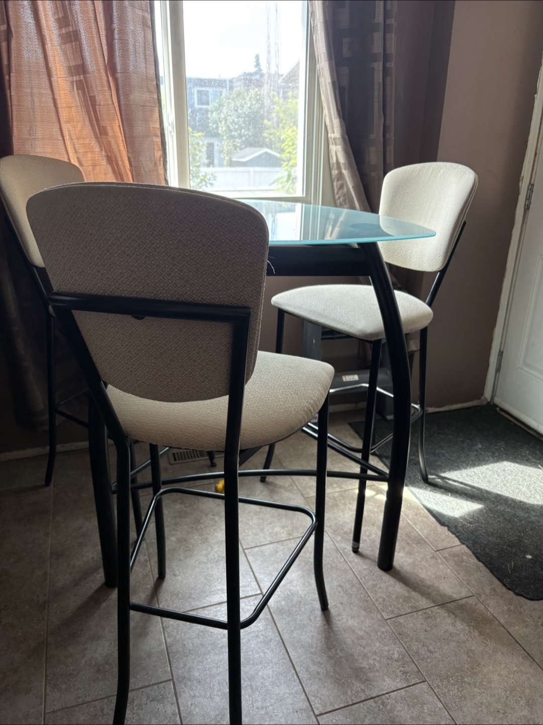 High Top Glass Dining Table with 4 Chairs - photo 3