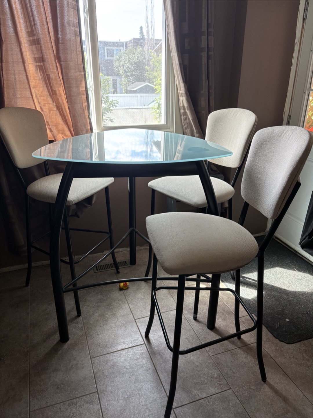 High Top Glass Dining Table with 4 Chairs - photo 2