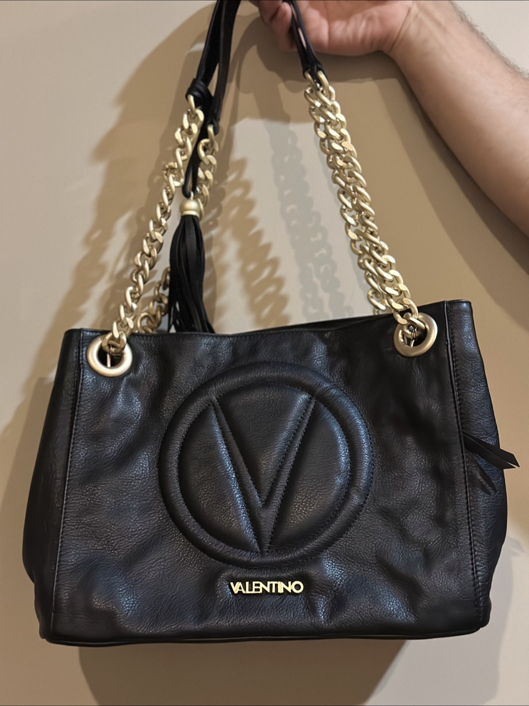 Valentino Black Leather Tote Bag