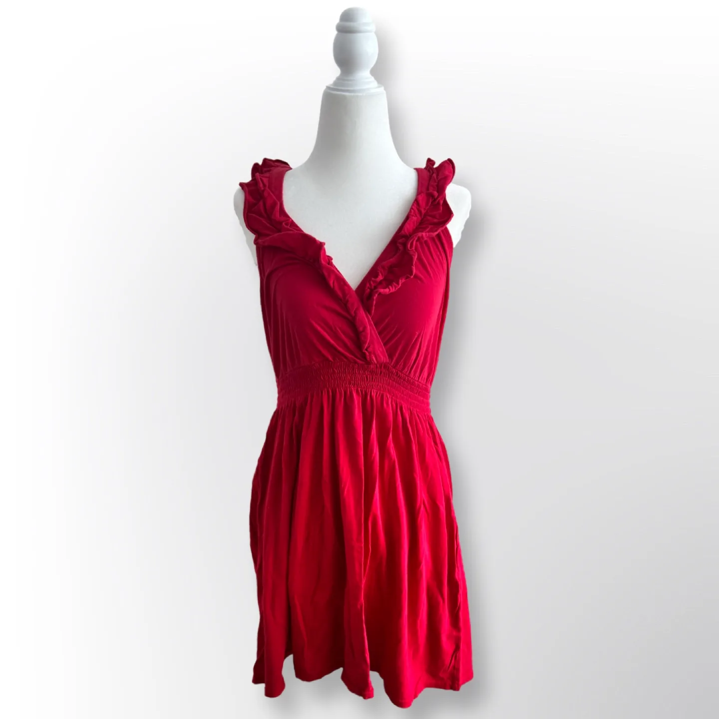 Express Red Ruffled Mini Dress | Size XS thumbnail