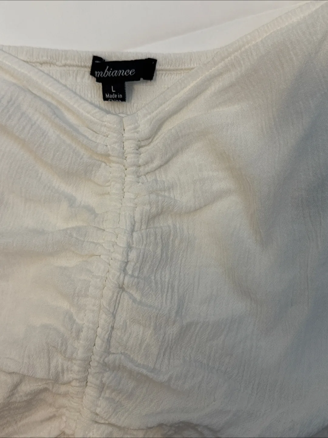 (L) White Crop Long Sleeve Top image indicator(4)