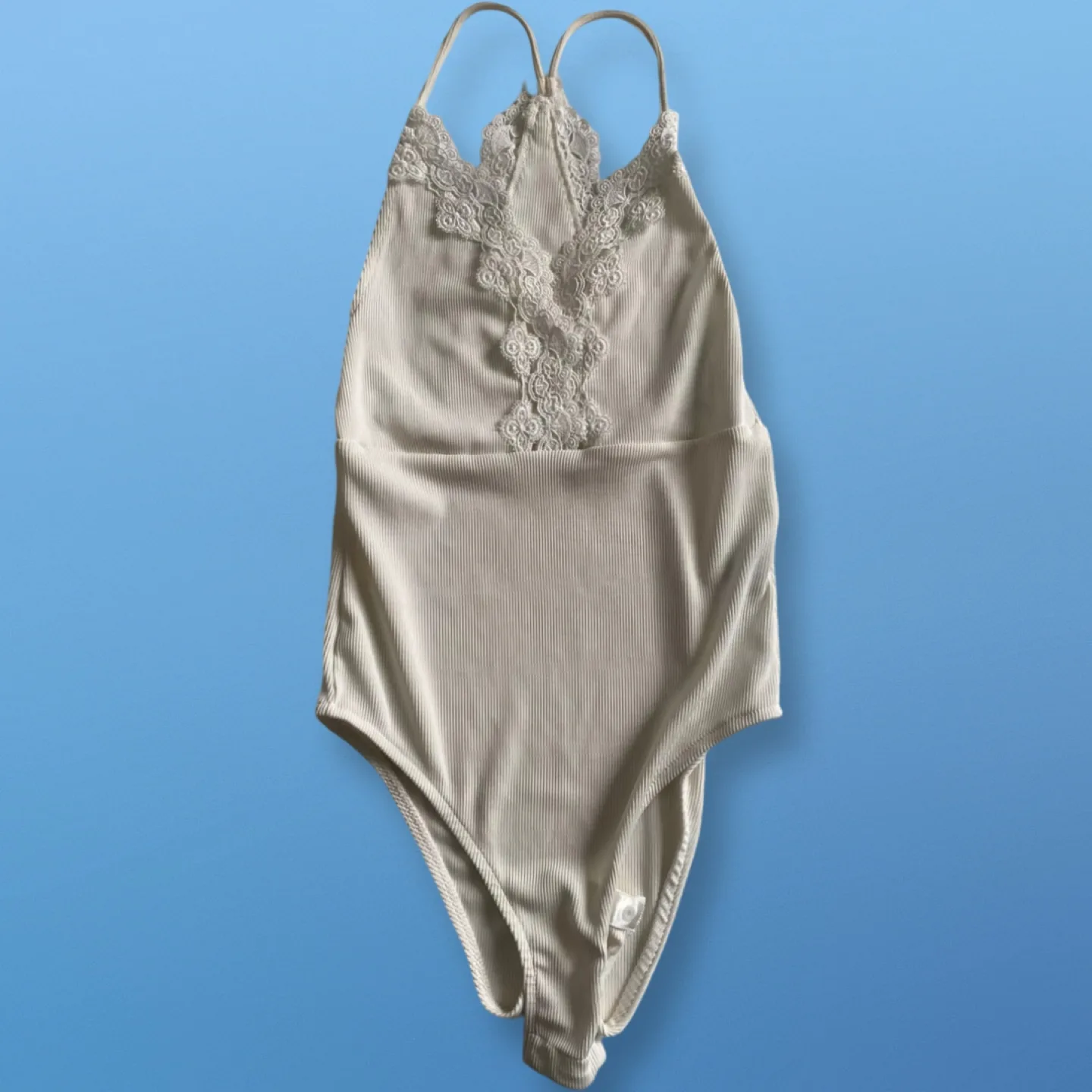 Topshop Ribbed Lace Bodysuit | Size 6 thumbnail