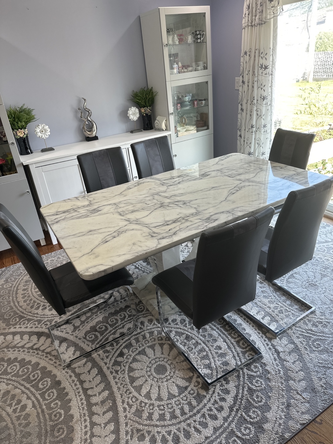 Marble Dining Table with 6 Chairs