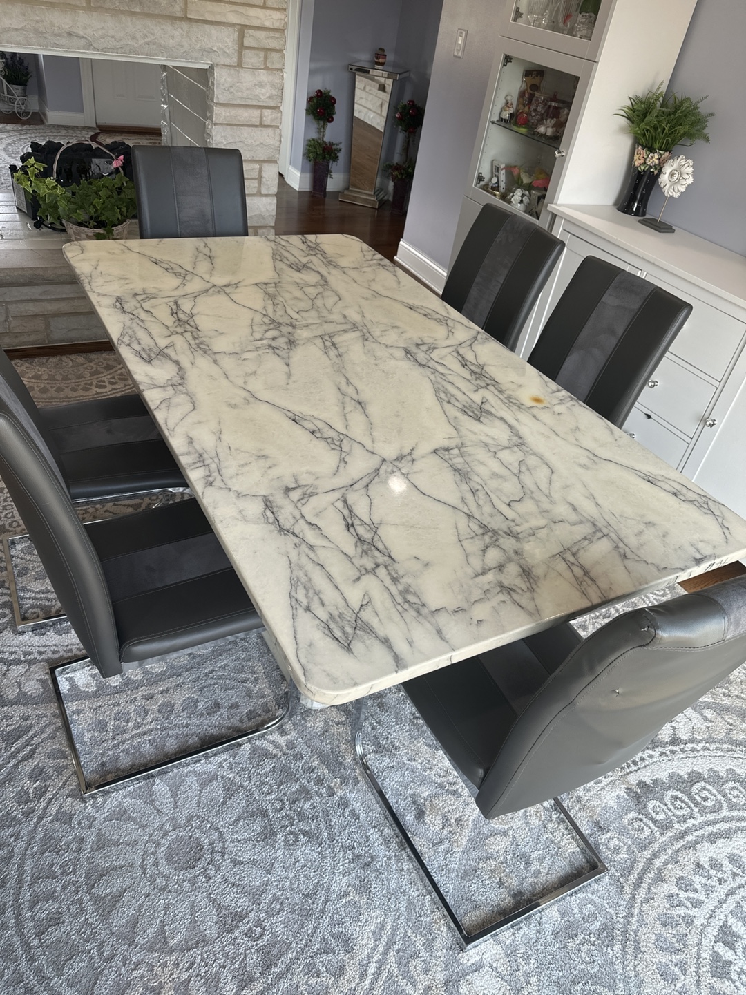 Marble Dining Table with 6 Chairs - photo 3