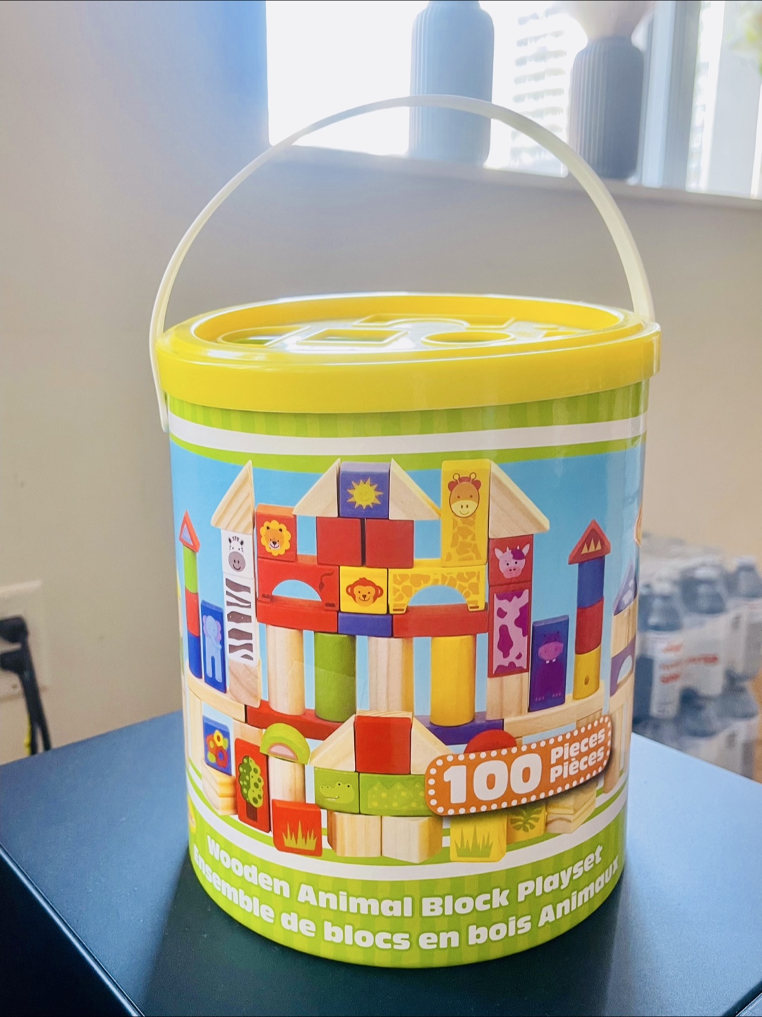 Wooden Animal Block Playset - 100 Pieces