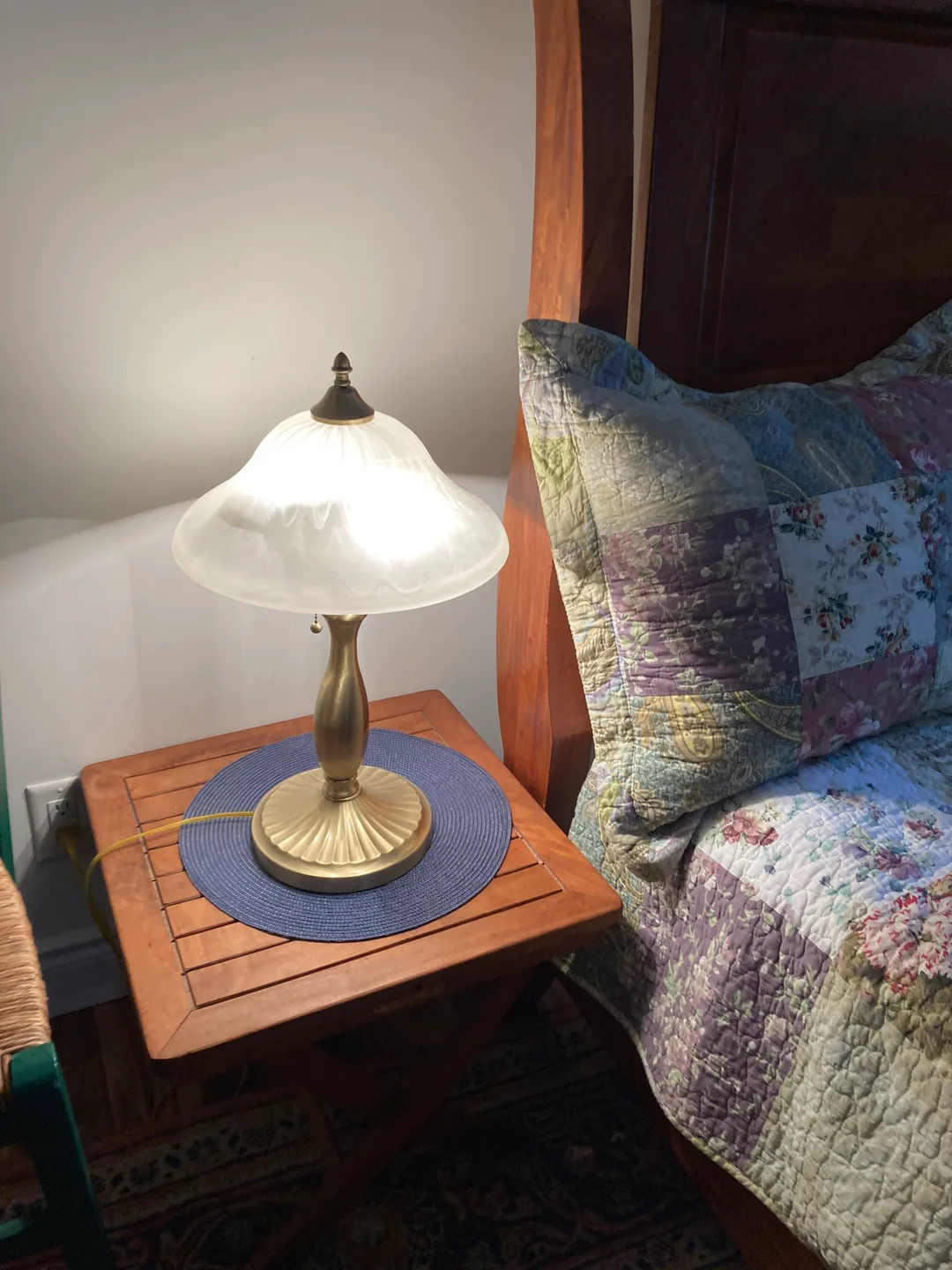 Pair of Vintage-Style Table Lamps w/ Frosted Glass Shaded thumbnail