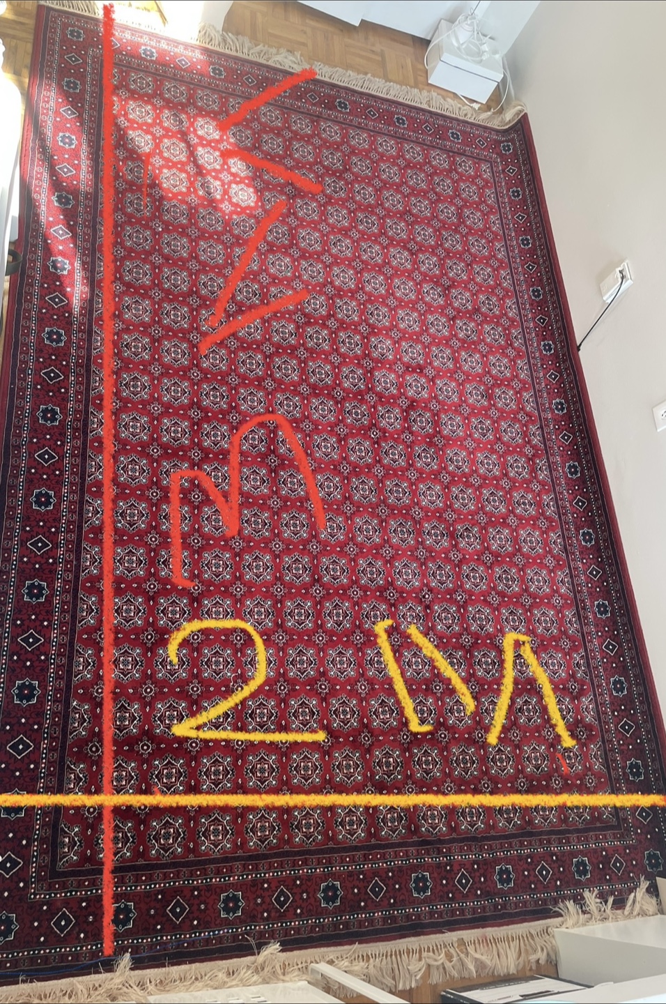 Red Patterned Area Rug - 3 meter to 2 meter
