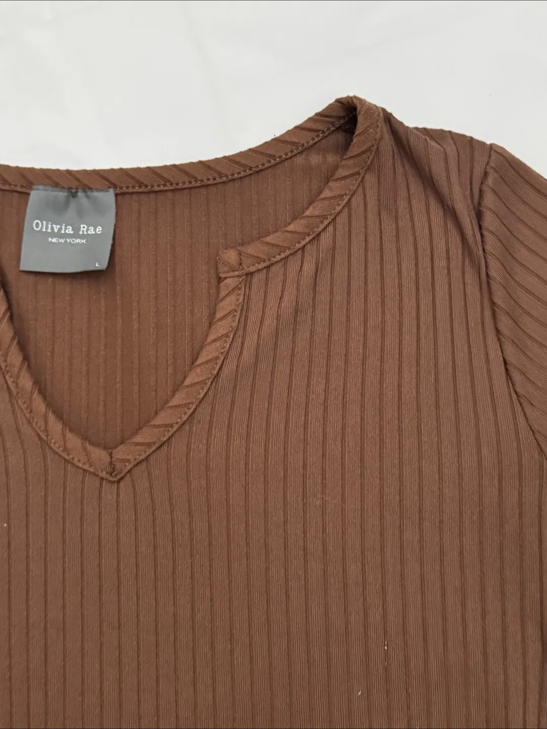 Brown Ribbed T-Shirt - Size L image indicator(2)