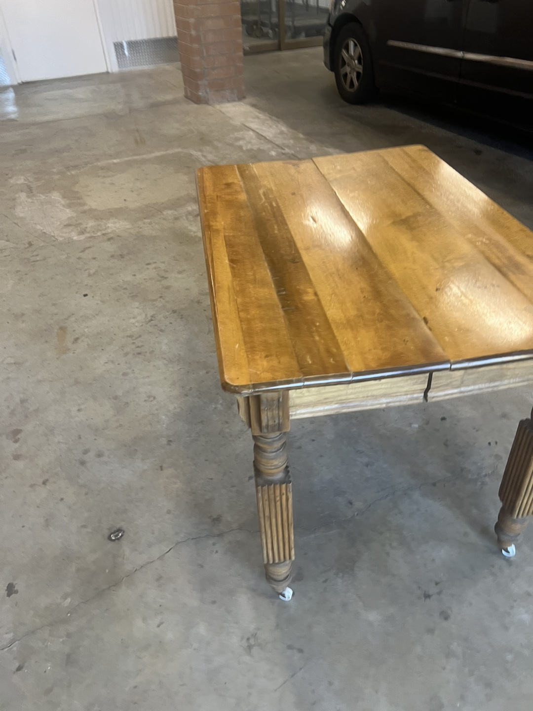 Vintage Wooden Table rolls on casters - photo 5