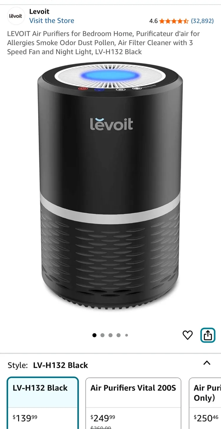 Like new! Levoit LV-H132 Black Air Purifier image indicator(7)