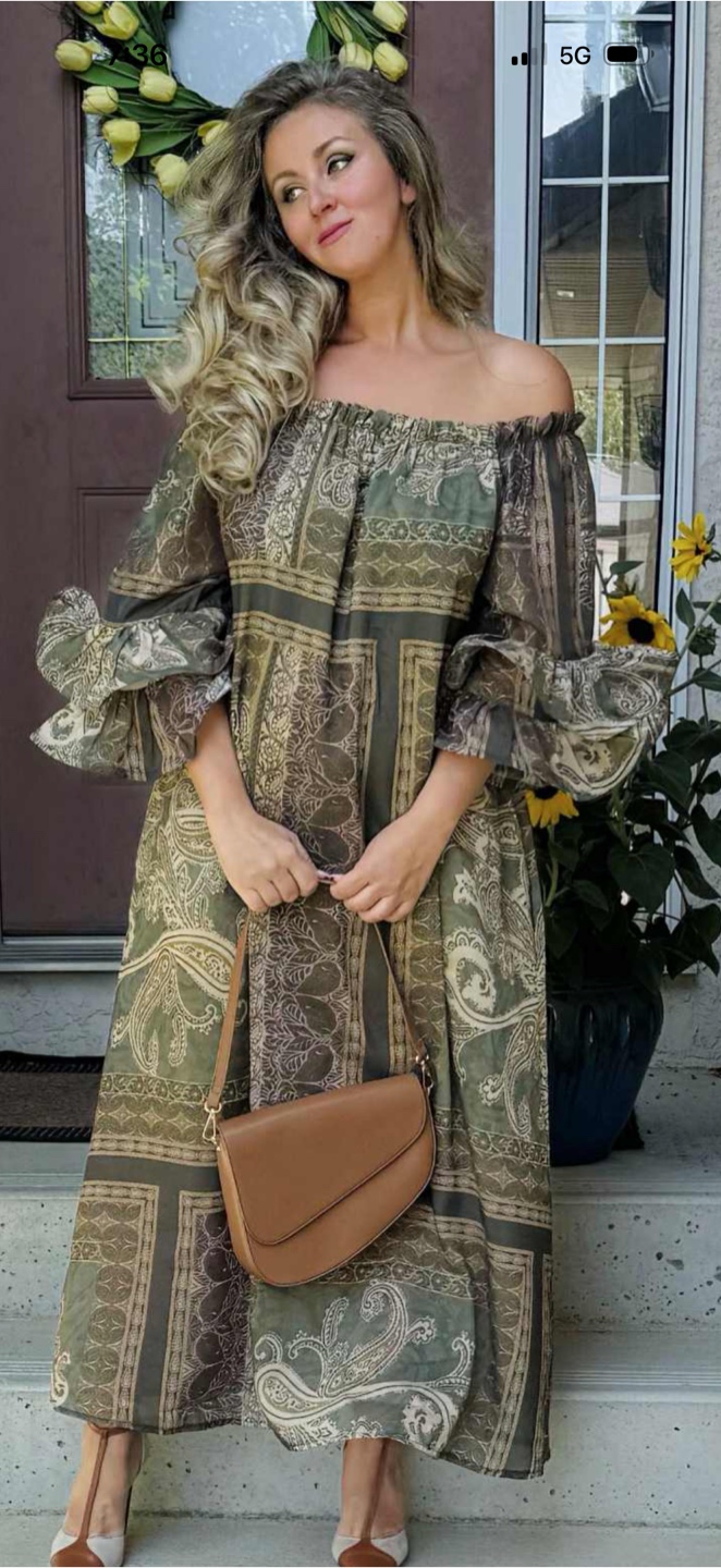 New Italian dress in blue and brown colours left - photo 2
