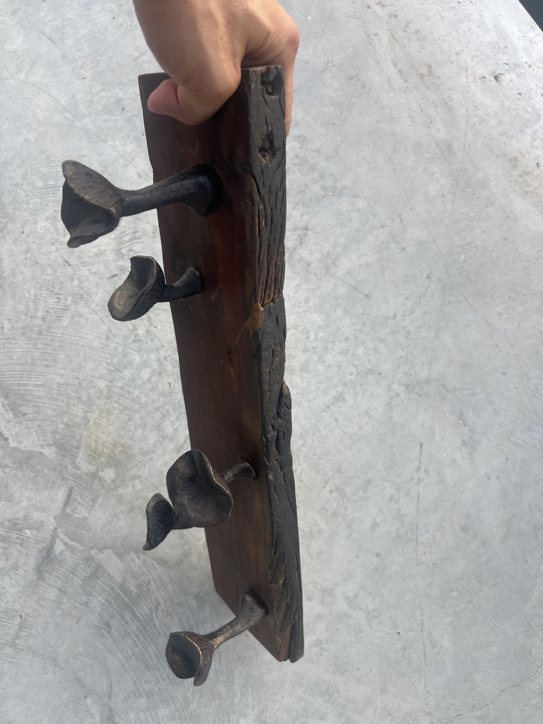 Rustic Wooden Coat Rack with Metal Hooks - photo 3